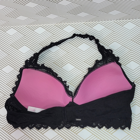 Victoria’s Secret PINK Women's Size Large Black Lace Bralette Lightly Lined Bra. - Picture 3 of 8